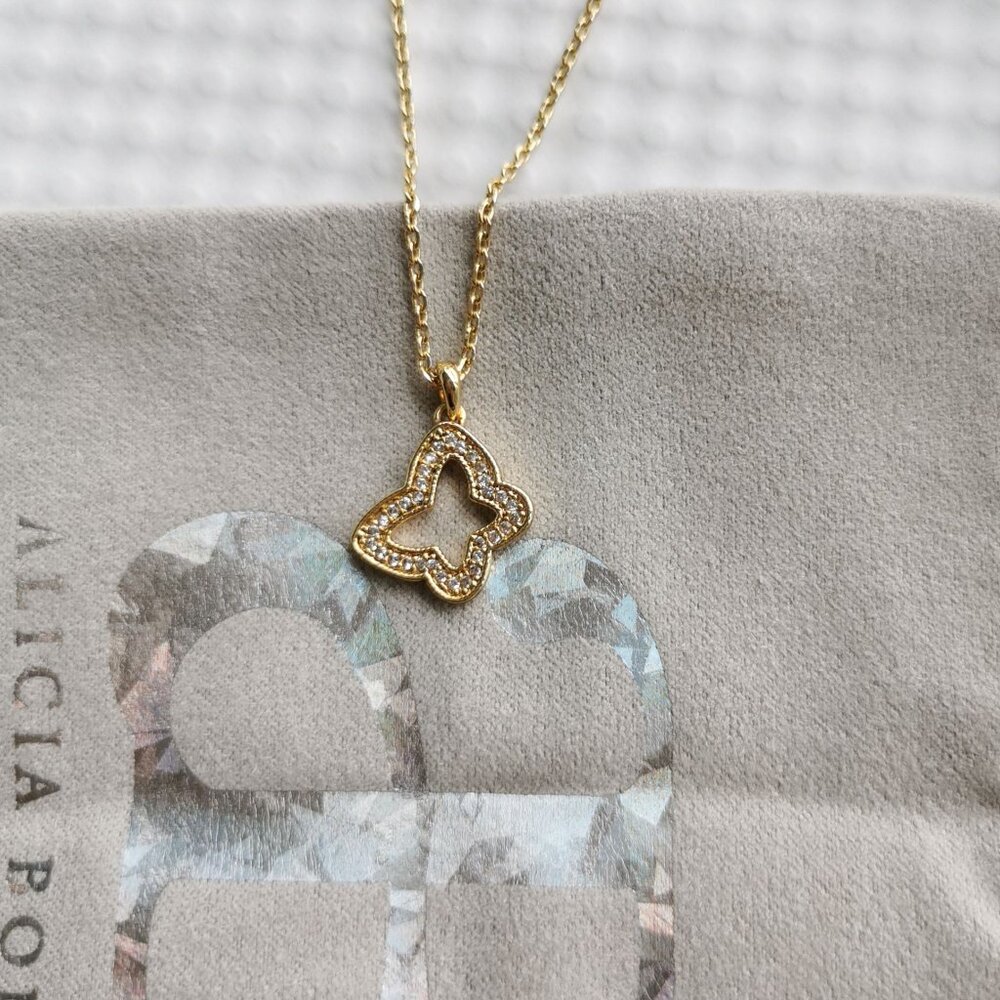 Alicia Bonnie Gold White Crystal Emilie Necklace NEW